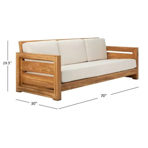 Solid Sheesham Wood Wide Outdoor Teak Patio Sofa - Furnishiaa -  -